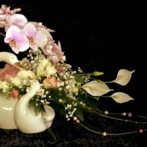 цветы, букет, свадебные цветы, лебеди, свадьба